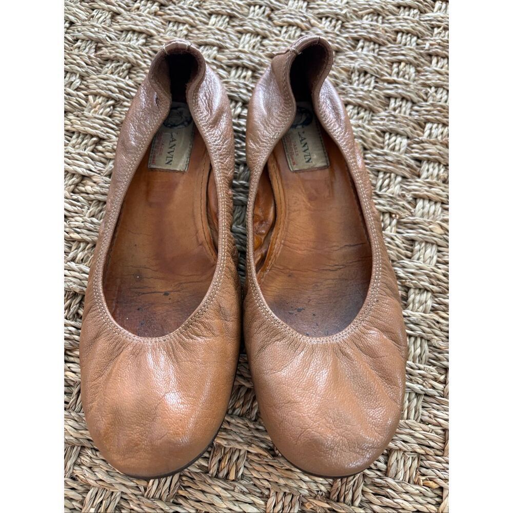 LANVIN ruched leather Ballet Flats, Sz 38.5, $995